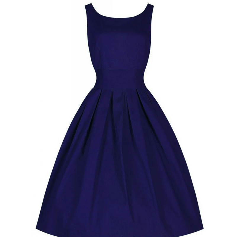 Kostlich Summer Dress Elegant Women O-Neck Sleeveless Party Dresses 1950s Vintage Big Swing Dress Office Lady Dress Sundress (7)