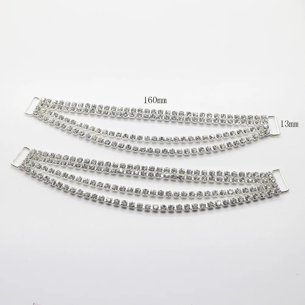 

2pcs 4 ROWS Crystal Rhinestone Bikini Connectors buckle/Bag Buckle Shoes Chain Bra Swimwear bridal dress Embelishment