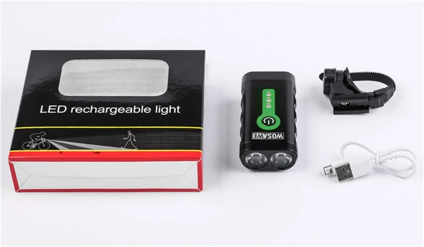 Flash Deal WOSAWE USB Rechargeable Bicycle Flashlight 2400 Lumens with Built-in Battery Rotate Bike Cycling Light 2-XML-3 LED Lamp 5 Modes 5