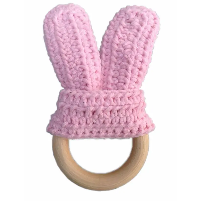 

Baby Teethers Wood Circle Solid Color Wooden Training Sensory Baby Aid Handmade Ring Teething Newborn Mom Rabbit Ears Teether