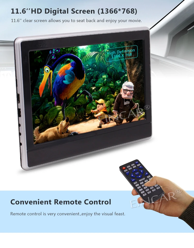 Clearance Newest 11.6" inch Dual Car Headrests Twin Car DVD CD Players for USB SD Video Player Back-seat Entertainment FM  with HDMI Port 5