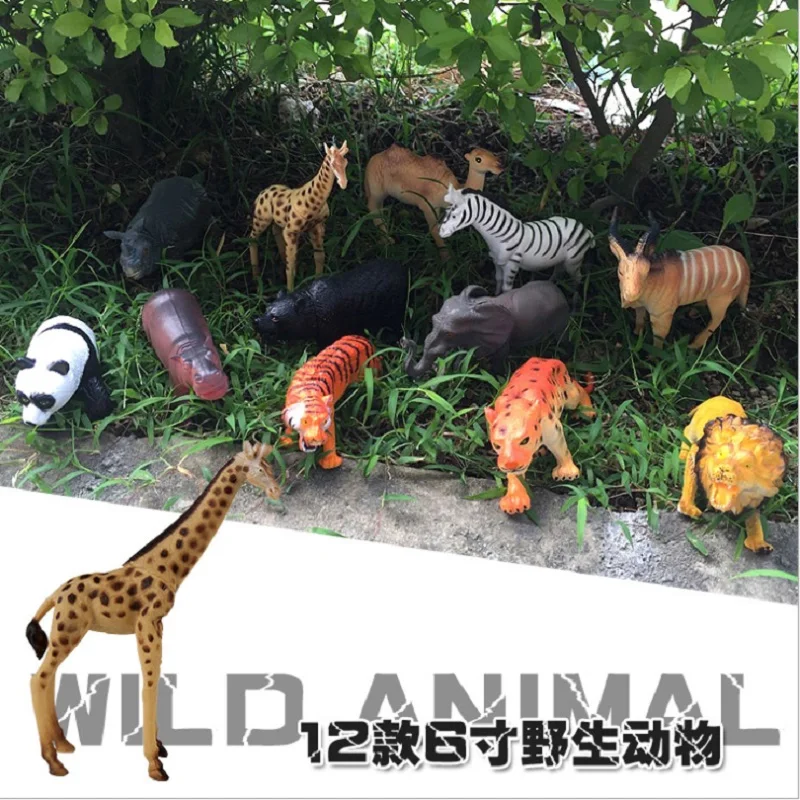 Animal sauvage jouet comprenant Zèbre Lion Tigre éléphant Girafe Leopard-Lot de 6