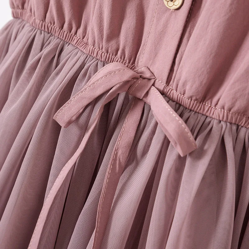Брендовое милое платье для девочек г. Летнее платье принцессы для маленьких девочек сетчатые Лоскутные Детские платья для девочек, одежда детское Повседневное платье#5035