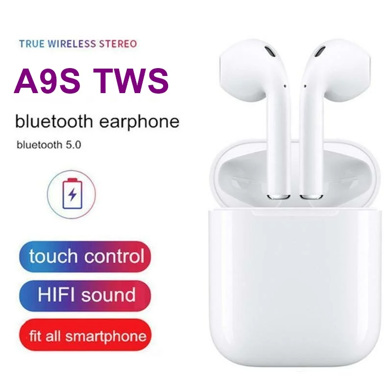 

Bluetooth 5.0 Earphone A9S TWS Wireless Earphones Touch Control Bluetooth ture wireless earbuds noise canceling headphone pk i10