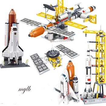 

mylb new DIY 3in1 Space Base Spacecraft Plane Spaceship Series Alpinia Oxyphylla educational building blocks for Children Gifts