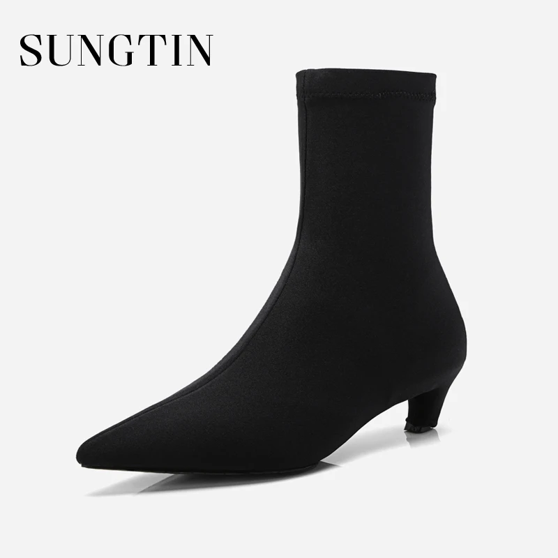 ladies kitten heel boots