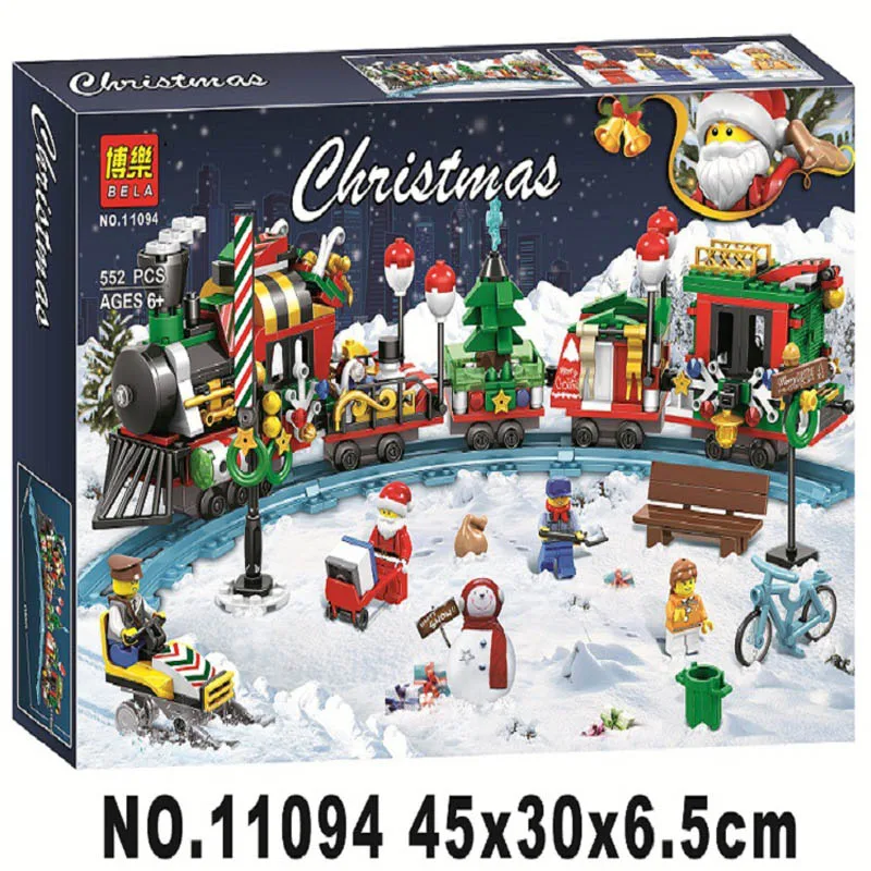 

2018 New Christmas Sets Santa Village Train Hot Air Balloon Compatible Legoing Model Building Kits Blocks Bricks Kids Toys Gift