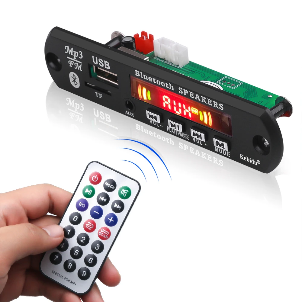 Color Screen DC12V/5V MP3 Decoder Board Bluetooth5.0 Audio Recording APE FLAC MP3 WMA WAV TF USB Sound Aux Microphone DIY Module