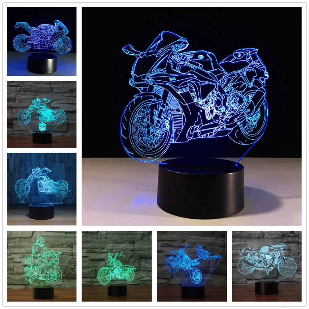  3D Fast and Furious 8 Motorcycle LED Night Light Color Changeable Table Lamp Methacrylate plate chi - 32841022719