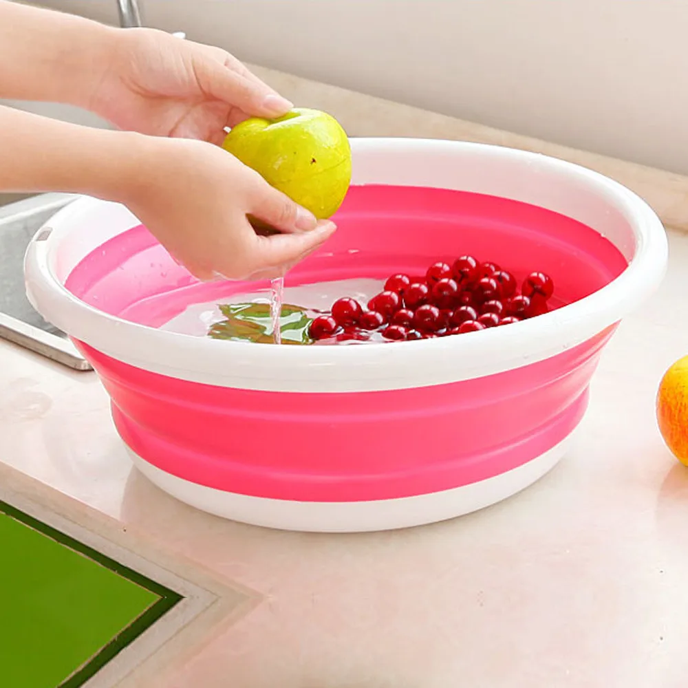 

New Creative PP plastic Simple Life Folding Bucket Portable Camping Fishing Car Kitchen bathroom durable Basin Washing Tools