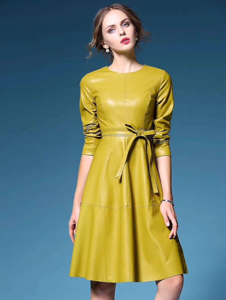 Long Sleeve Leather Dress