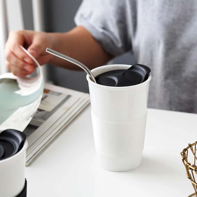 350 мл простая кофейная кружка, керамическая чашка для путешествий, кофейная кружка с силиконовой крышкой для чая и кофе, Заказная кофейная чашка