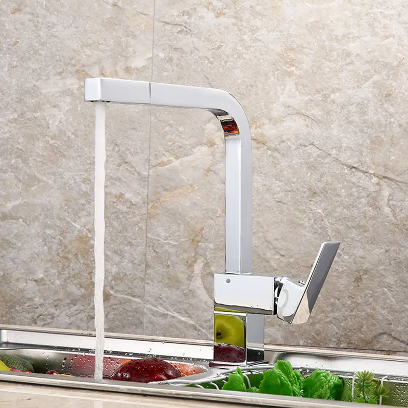 

mixer kitchen faucet full copper wire drawing bibcock of cold hot water can rotate pull out sink faucets 360 degree tap