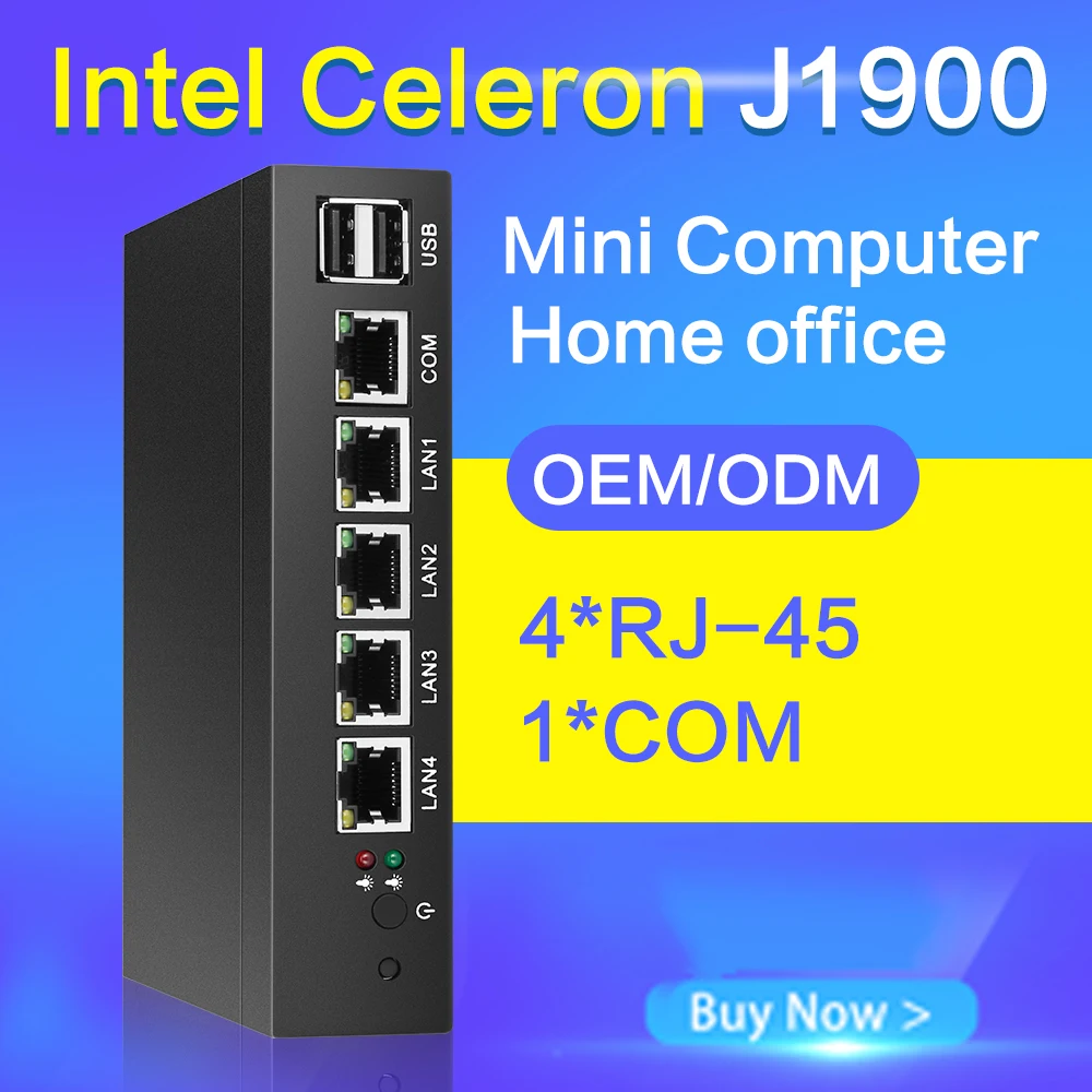 

Intel Celeron J1900 Fanless Mini PC Quad-cores 4 LAN Firewall Router Intel 211AT Gigabit Ethernet Run Pfsense Linux