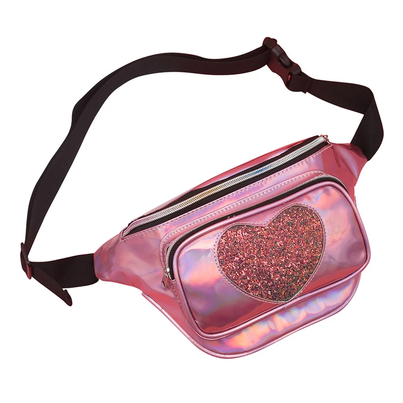 Aelicy Лазерная Яркая кожаная нагрудная сумка женская модная сумка "Почтальон" на ремне женская сумка через плечо конфетный цвет для девочек с карманом на талию - Цвет: PK