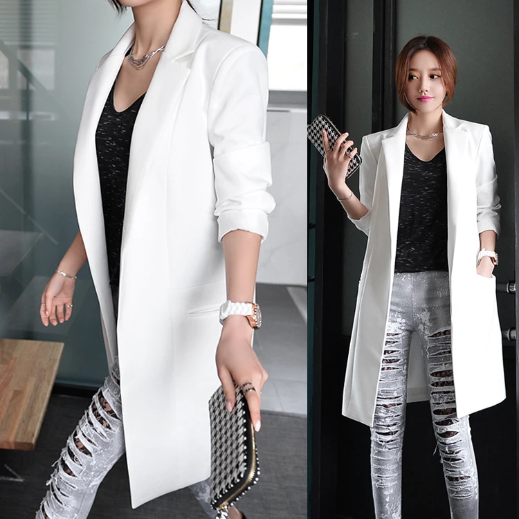 

New 2017 Women Fashion OL Ong Sleeve Blazers Office Long Suit Jacket Feminino Bussiness Work Plus Size E969