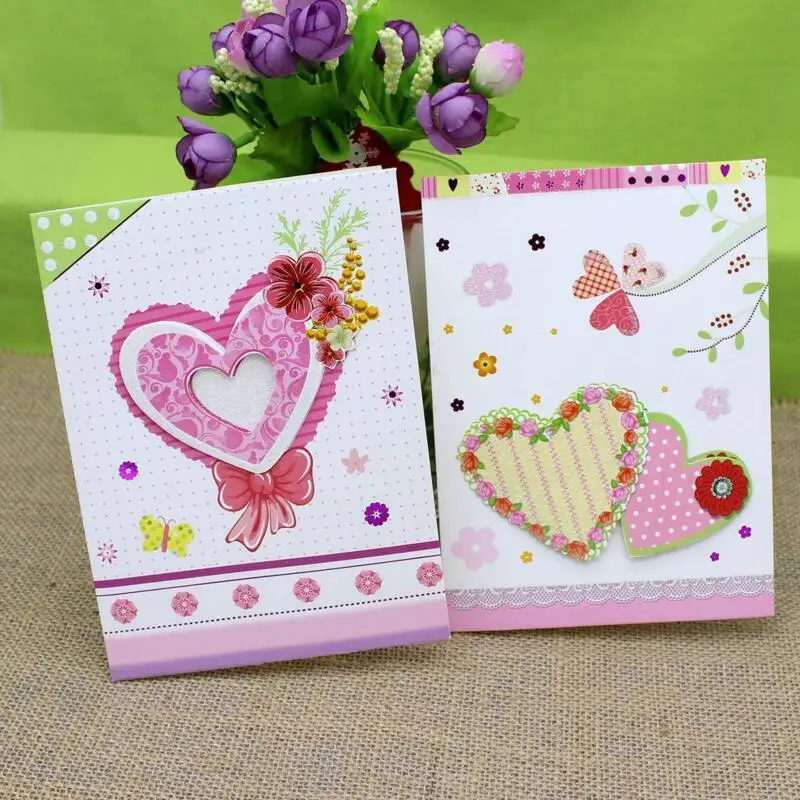 cute heart flower print handmade greeting cards birthday