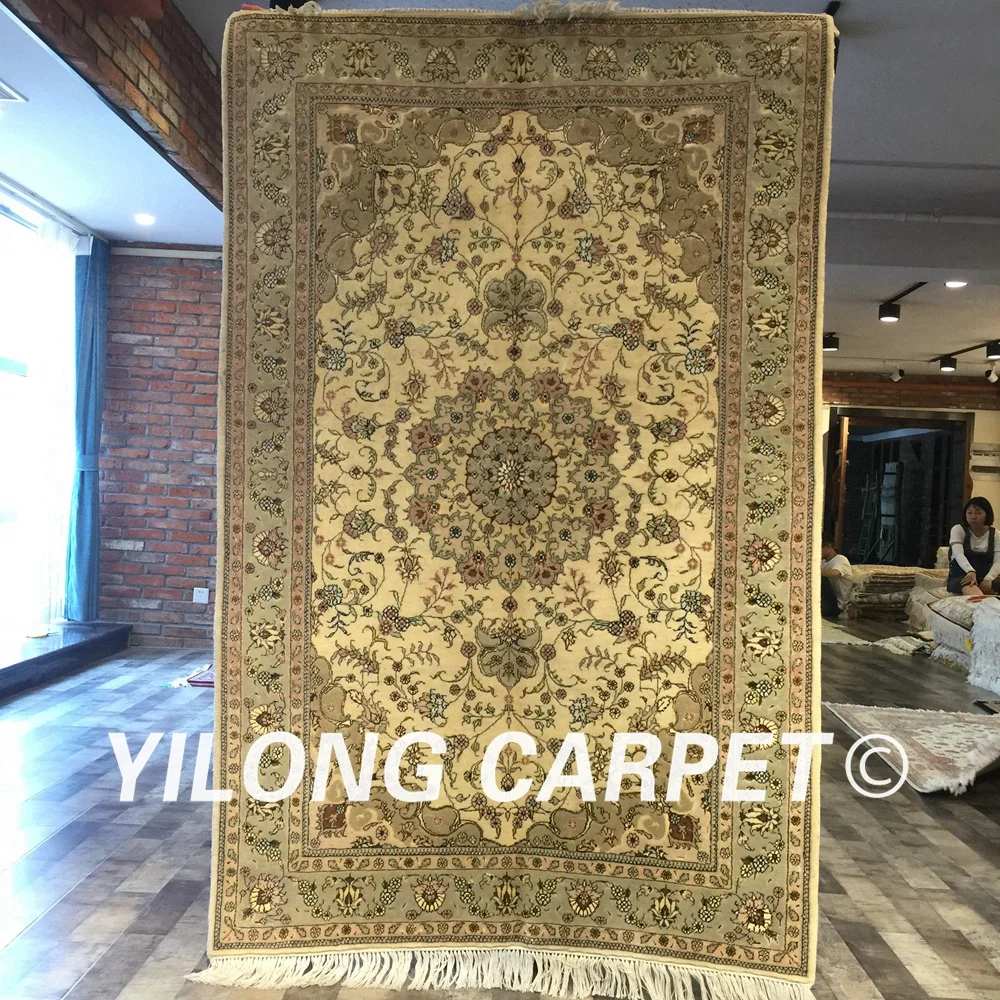 Yilong 4'x6' персидский ручной работы шерсть шелк Восточная семейная комната традиционный ковёр из шелка и шерсти(WY2074S4x6