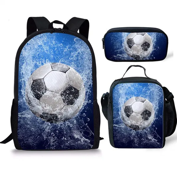 Jackherelook 3D Fire Ice Foot Ball футбол напечатанные школьные рюкзаки большой комплект из 3 предметов для мальчиков школьные сумки ранцы - Цвет: P1444CGK