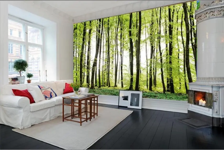 На заказ обои 3D стерео фото фрески Европа и США современный ветер зеленый лесной пейзаж ТВ задний план