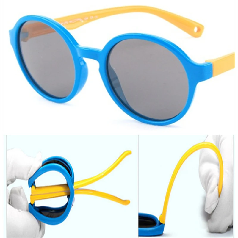 

2019 newTR90 silicone children's polarized sunglasses fashion round boys and girls glasses classic brand design UV400 sunglasses