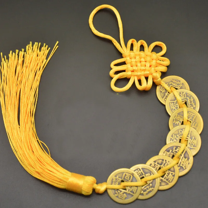 10 Nœuds Porte-bonheur Chinois Avec Pompons - Rouge Et Jaune Doré, Décoration Porte, Voiture, Bricolage