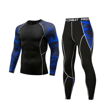 

Men's 3D Sportswear Print Skinny Skin T-Shirt Compression Sports Set Men's MMA Rashguard Bodybuilding Sports Fitness Set