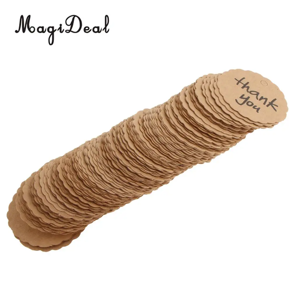 MagiDeal 100pcs Kraft Paper Gift Tags w/ String Christmas Wedding Thank You Cardstock