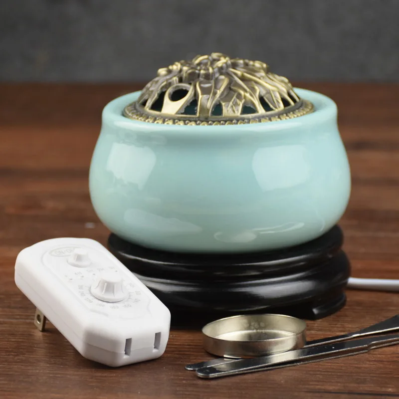 

Ceramic Porcelain Wax Burner Timing Electric Diffuser Essential Oil Burner Oils Warmer Candle Wax melts Warmer Aroma Burner