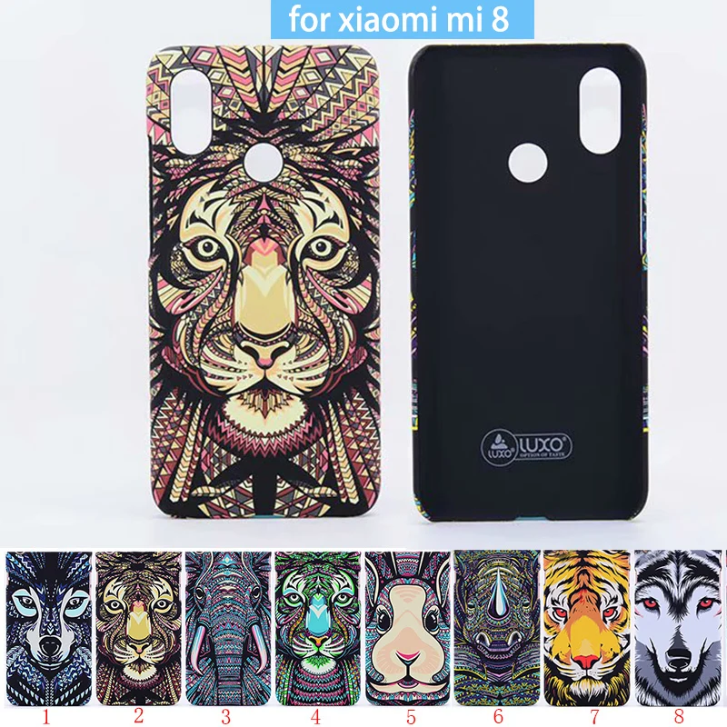 

LUXO Forest King Aztec Animals Faces Lion Wolf Owl Pattern Hard Cover Phone Protective Case for Xiaomi Mi 8
