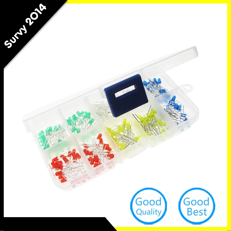 

200pcs 3mm LED Light White Yellow Red Green Blue Assorted Kit DIY LEDs Set 3V 20mA High Quality DIY LED Electric Unit Kit