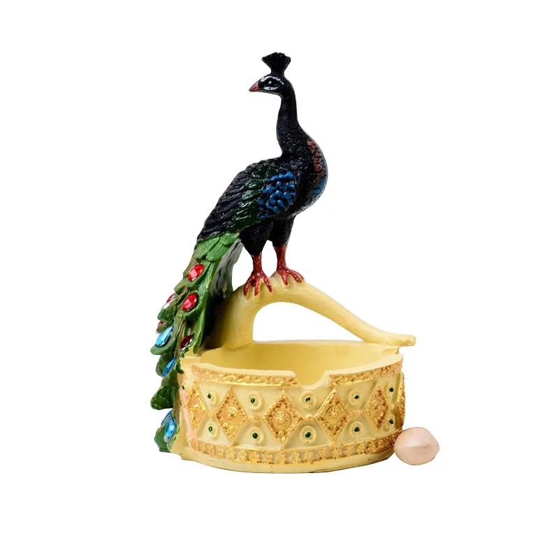 Kopen Moderne Hars Pauw Asbak Ornamenten Beeldjes Pauw Asbak Miniatuur Ambachten Asbak Decoraties Relatiegeschenk Home Decor