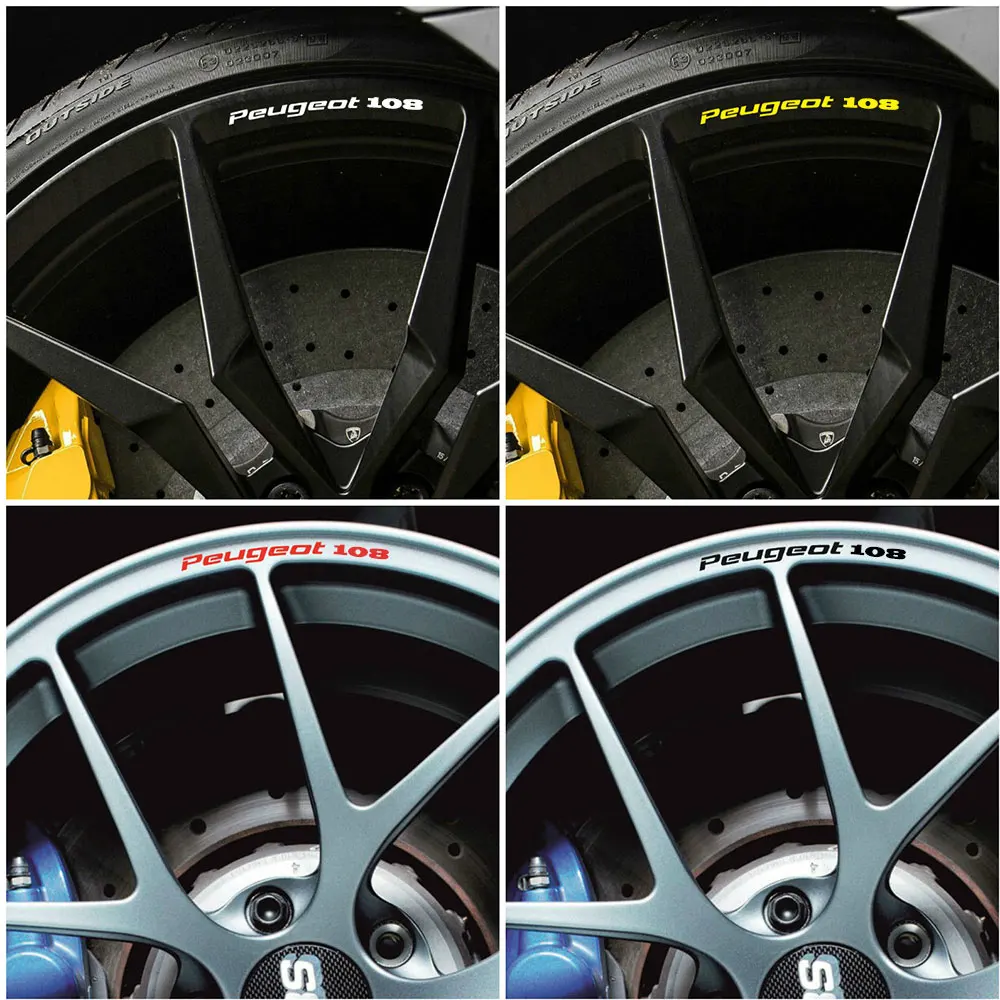 

4pcs for PEUGEOT 108 Rims Alloy Wheels Decal Stickers Bumper sticker car accessories Tire accessories