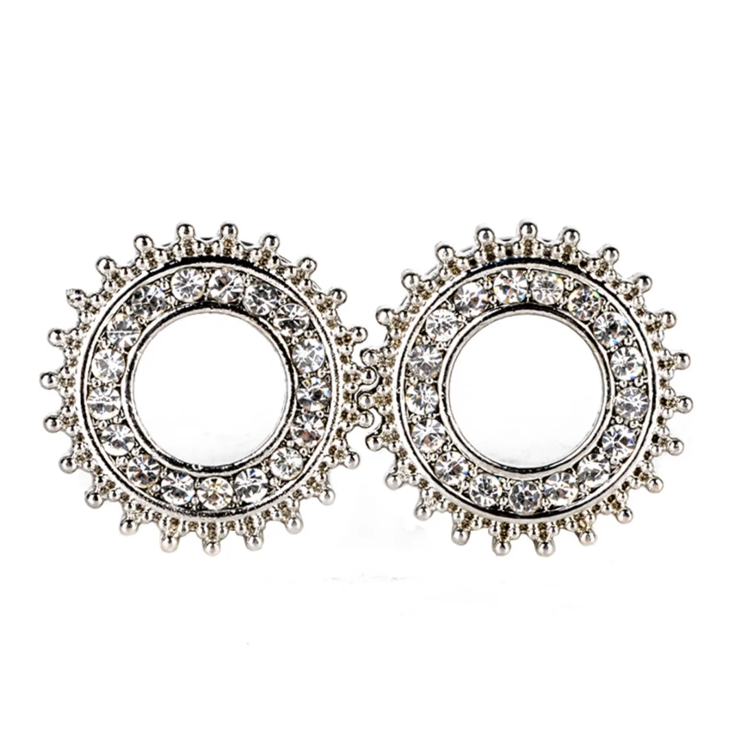 Ear Expander Body Piercing Jewelry 1 Pair Stainless Steel Crystal Flare Flesh Tunnel Ear Plugs Expander 6-20mm Ear Stretcher