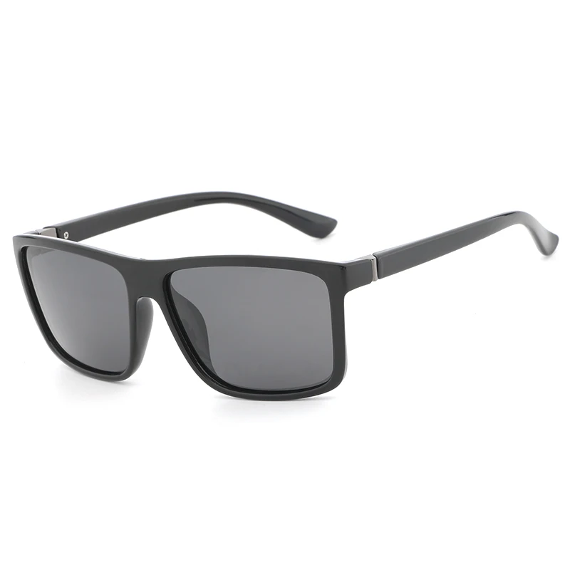 HDCRAFTER, поляризационные солнцезащитные очки, мужские, для вождения, солнцезащитные очки для мужчин, UV400, модные, Ретро стиль, квадратные, солнцезащитные очки - Цвет линз: black gray