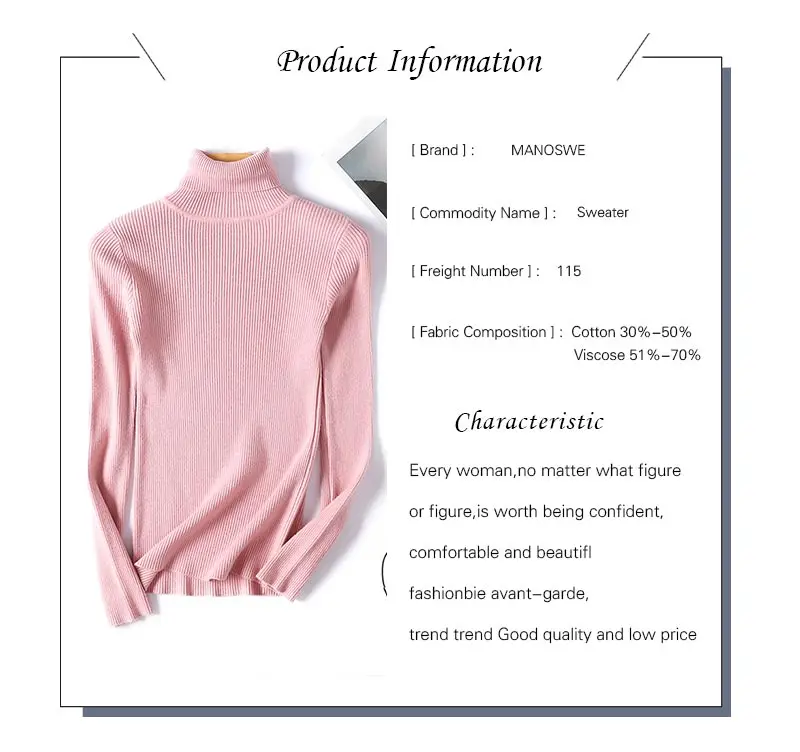 Warm Winter Women Sweater Turtleneck Pullover Knitted Sweaters For Ladies Long Sleeve High Elasticity Soft Pullovers Autumn 2018 (2)