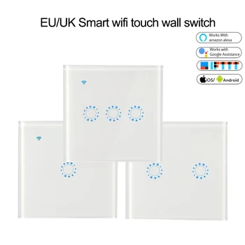 

EU UK 1/2/3 Gang Smart WiFi Wall Light Switch remote control timer touch Switch voice control by Alexa Google Home Ewelink APP