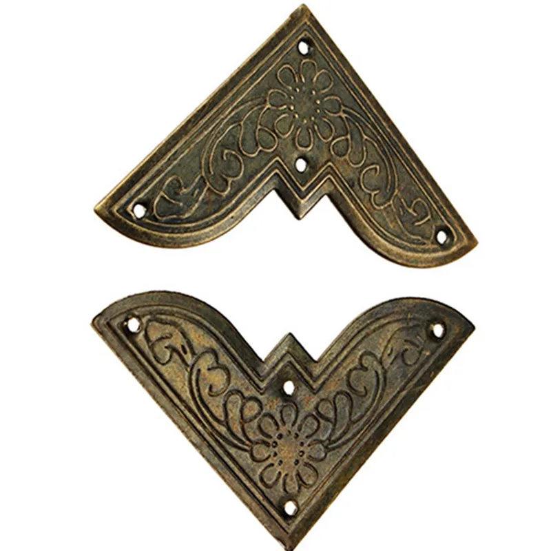 4pcs Wooden Box Iron Scrapbooking Albums Corner Bracket Antique Brass Decorative Protectors Crafts For Furniture Hardware