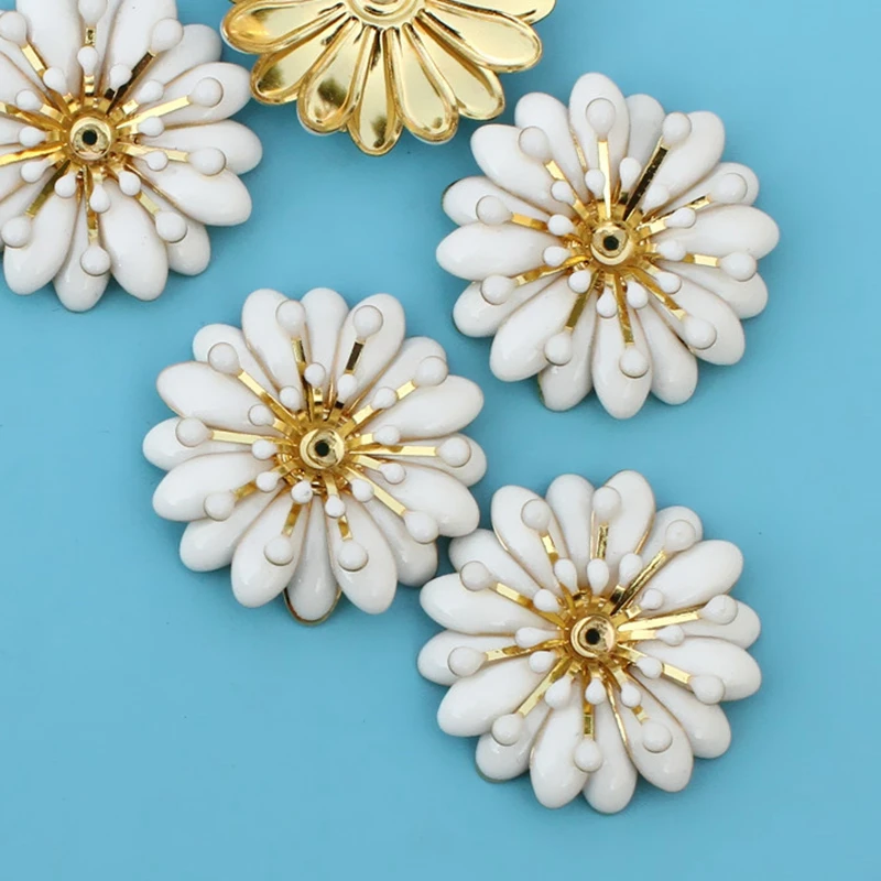 

10PCs Jelly Color Decorative Buttons Crafts Flower Sewing Metal Buttons Flatblck DIY Scrapbooking Accessories