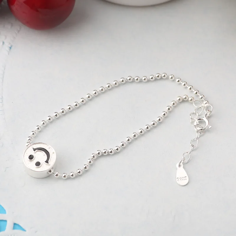 S925 Sterling Silvery Bracelet Smiling Face Beads Fashion | Украшения и аксессуары