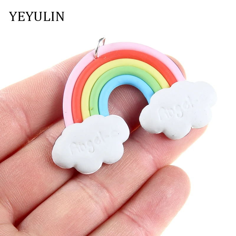 10 stücke Nette Wolken Regenbogen PPC Charms Anhänger Für Halskette Anhänger DIY Schmuck, Der 46*38mm