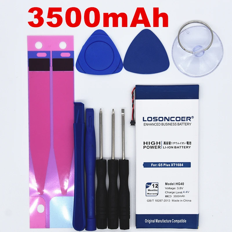 

100% Original LOSONCOER HG40 3500mAh For Motorola Moto G5 Plus XT1687 XT1681 XT1685 XT1684 Replacement Li-ion Phone Battery