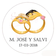 Пользовательские Свадебные большой рот классический круглый Стикеры, персонализированные свадебной Декор ярлыки или метки, индивидуальные именем и датой