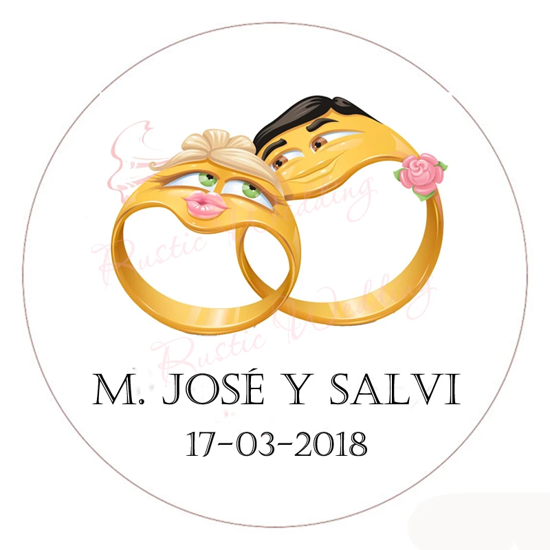 CUSTOM Wedding Bridal Big Mouth Classic Round Sticker, Personalized Wedding Favors decor Labels or Tags,Customized Name and Date