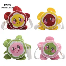 Цветок Форма Улыбка лицо печати сумка девочки дети плечо мессенджер холщовые сумки забавные улыбающиеся Маленький милый мультфильм сумка