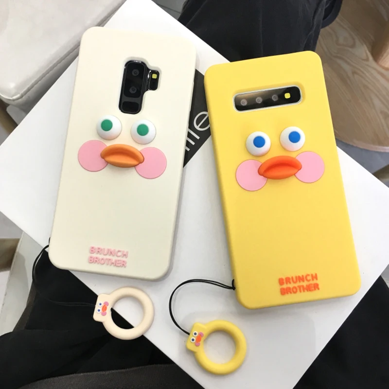 Ourdeals Забавные 3D Румяна утка мягкий чехол для samsung Galaxy S8 S9 S10 плюс карамельный цвет