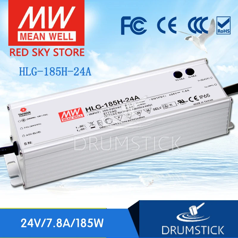 

MEAN WELL HLG-185H-24A 24V 7.8A meanwell HLG-185H 187.2W Single LED Driver Power Supply A type