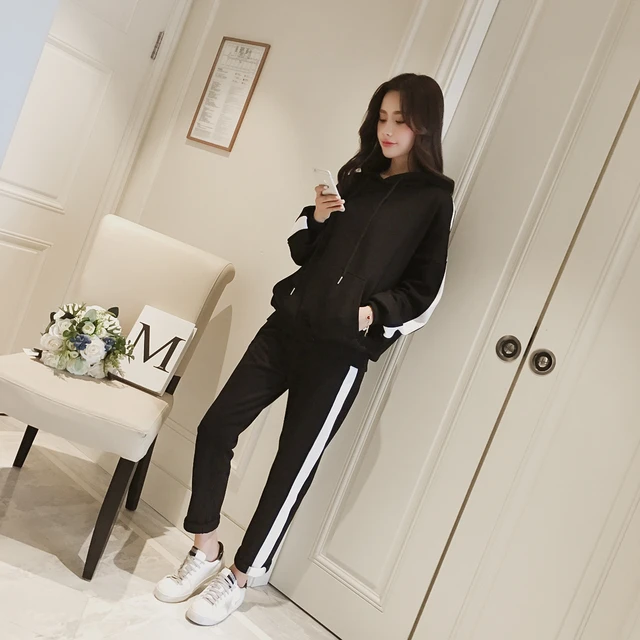 2019 New Tracksuits Women Two Piece Sets Korean Loose Hooded Student