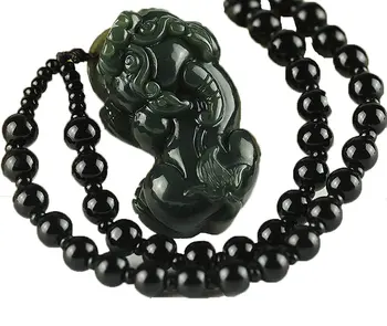 

Koraba Fine Jewelry Pure Natural green Jade Handmade Safe Wealthy Brave troops Amulet Necklace Pendant Free Shipping