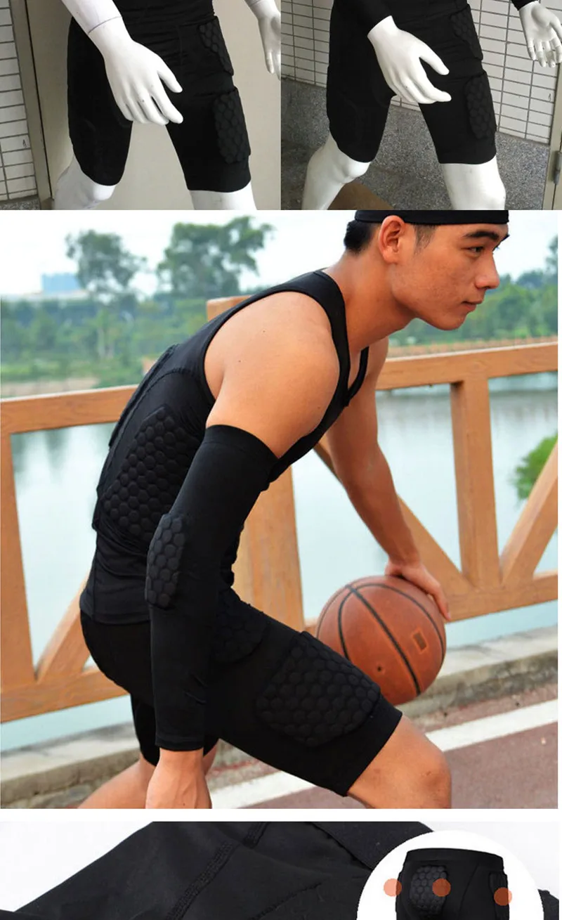 New Men's Anti Crash Basketball Jerseys Set Jersey Shorts Vests Men Compression Tight Shorts Outdoor Sports Safety Protection